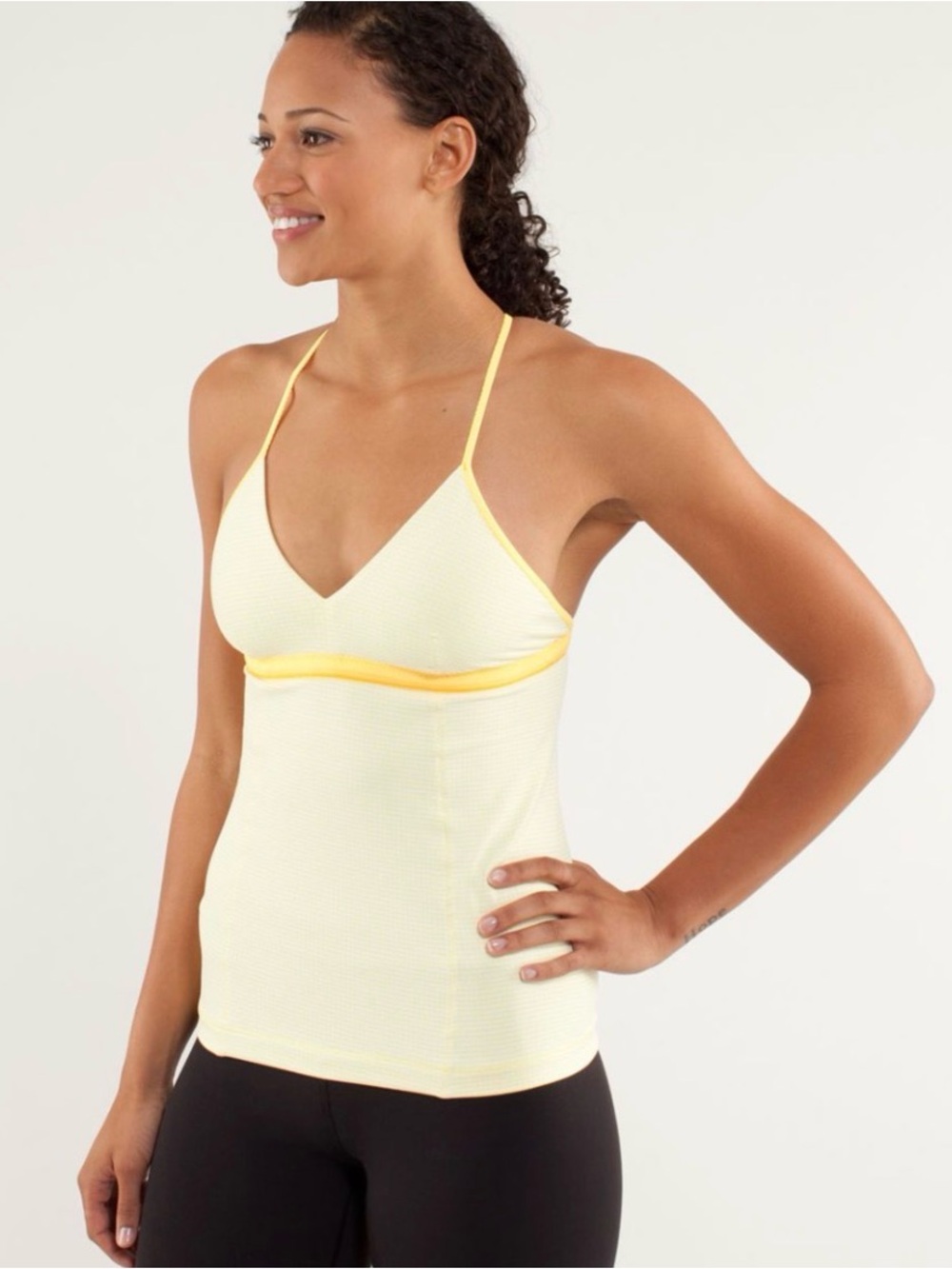 lululemon athletica Pale Yellow Strappy Women’s Workout Cami with Built in bra